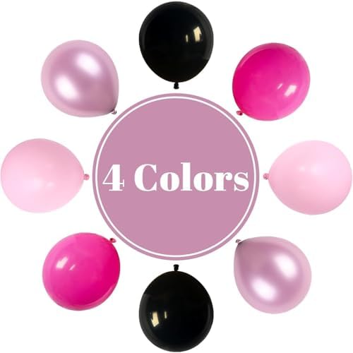 Pink and Black Balloons 60PCS Decor Set for Parties