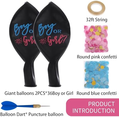 2pcs Gender Reveal Balloons with Pink Blue Confetti