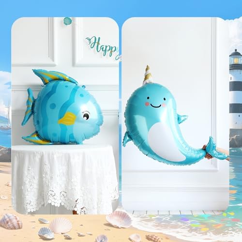 Nautical Balloon Arch Kit with Ocean Animals Decor