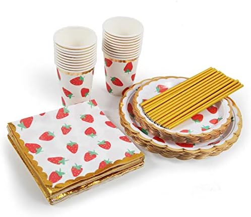 PULNDA Strawberry Disposable Tableware Set 120 Pieces