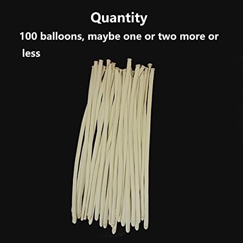 260 White Long Balloons with Ties for Arch