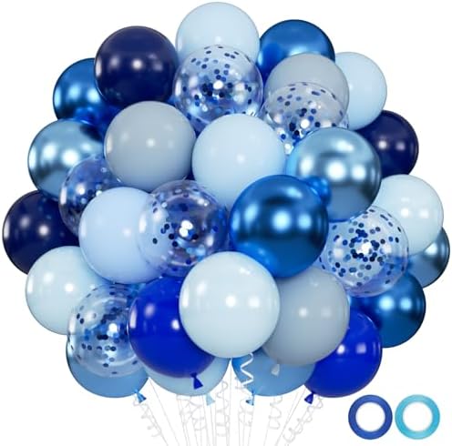 100pcs Blue Balloons Kit with 66ft Ribbons