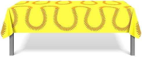 CC HOME Yellow Softball Themed Table Cover 54x87 Inch