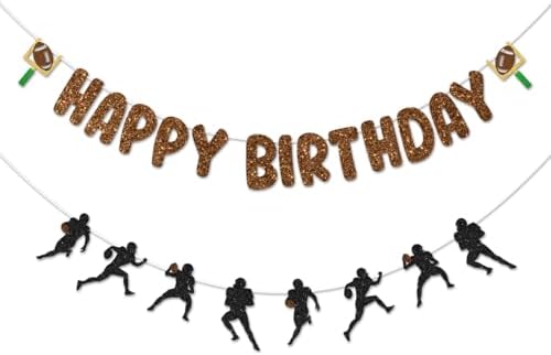 Football Birthday Banner with Glitter Letters