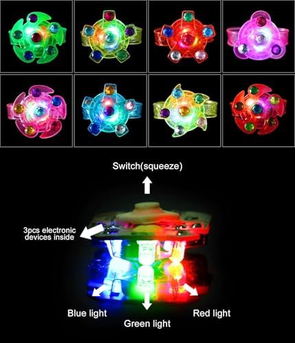 32 Pack LED Light Up Fidget Spinner Bracelets for Kids