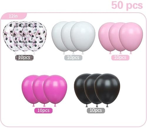 12inch Pink Rose Red White Black Balloons and Confetti Wedding Kit