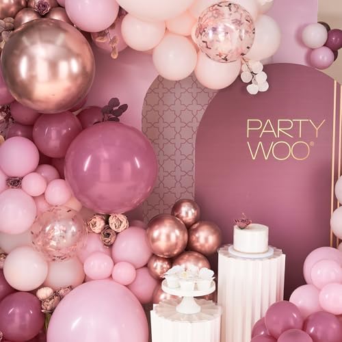 PartyWoo Pink Gold Balloon Arch Kit 140 pcs