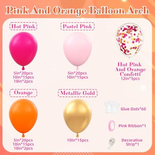 Pink Orange Balloon Arch Kit for Parties