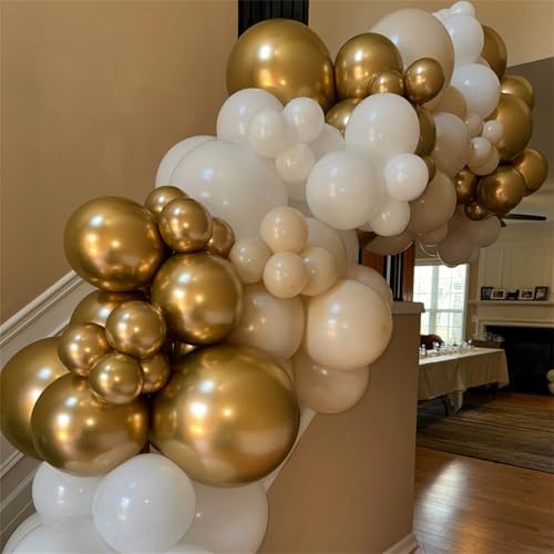 Beige Champagne Gold Balloon Set 60Pcs 12 Inch Neutral Decorations