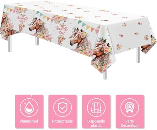 Owelleny Cowgirl Party Decorations Tablecloth 3Pcs Set