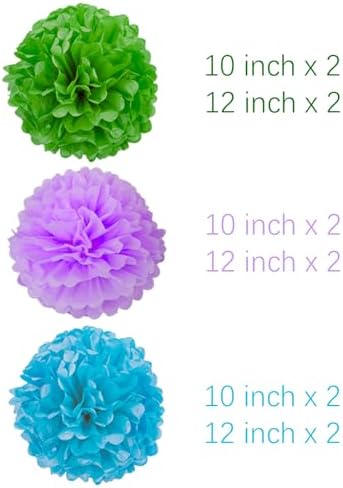 Blue Green Purple Tissue Pom Poms DIY Decor Kit