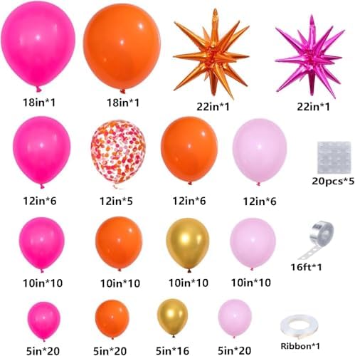 Pink Orange Balloon Arch Kit 146pcs