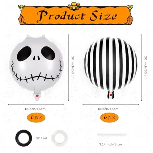 12 Pcs Halloween Balloons Skull Foil Balloons