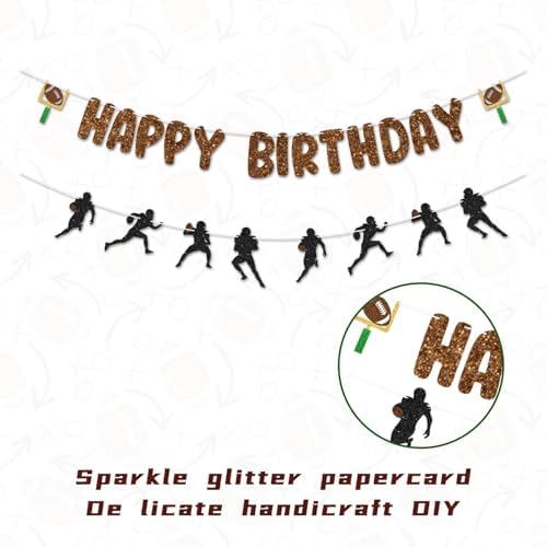 Football Birthday Banner with Glitter Letters