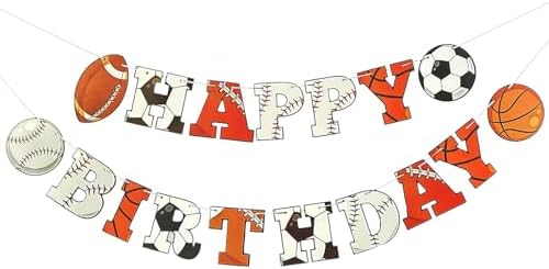 Sports Birthday Banner - Multicolored 6x5 Inches