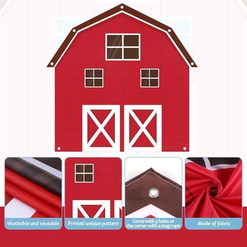 Farm Animals Party Decoration Set with Cow Balloons and Backdrop