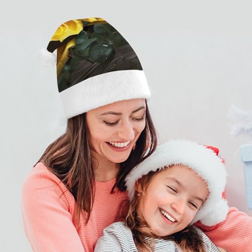Santa Hat with Yellow Roses for Christmas Party