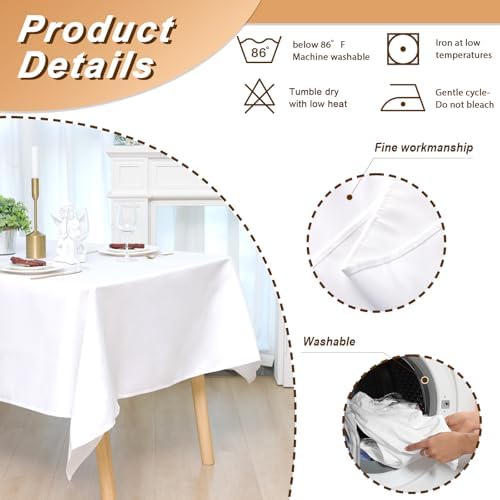 Fixwal 10 Pack White Tablecloths 60x102 Inch Rectangle