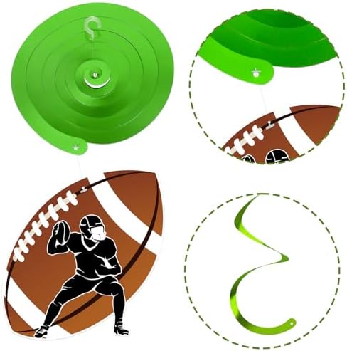 Hooqict Football Birthday Banner with 15 Hanging Swirls