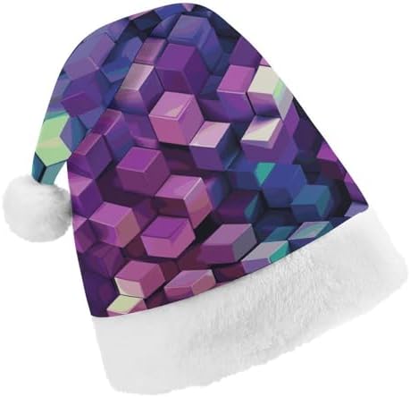 Purple Christmas Hat Abstract Color Cubes Novelty Headwear