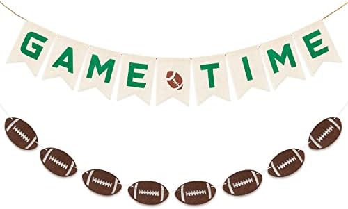 Football Burlap Felt Banners - 2pcs Game Time Decorations