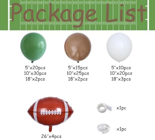 Football Balloon Garland Arch Kit 131Pcs for Super Bowl Party