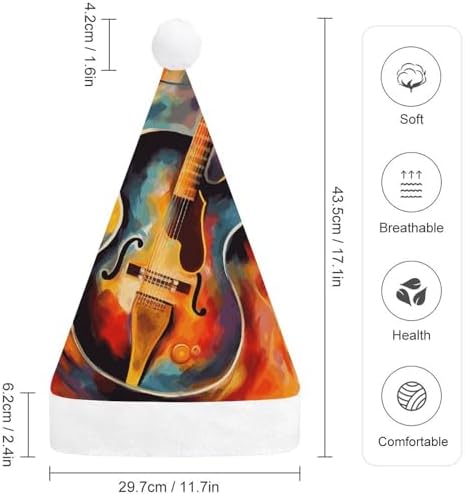 Santa Hat Abstract Watercolor Guitar Christmas Headwear