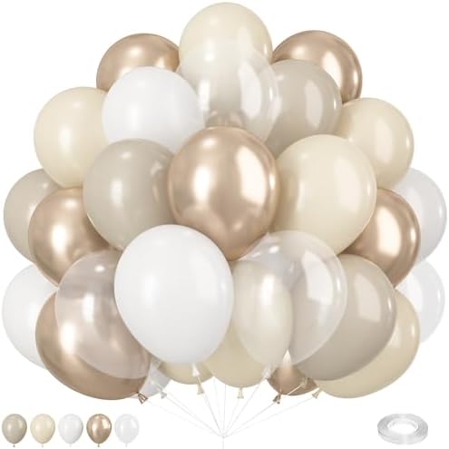 60PCS Beige Gold Balloons Set for Party Decorations