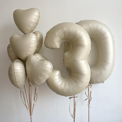 GRESATEK 10Pc Cream White Heart Balloons 18Inch