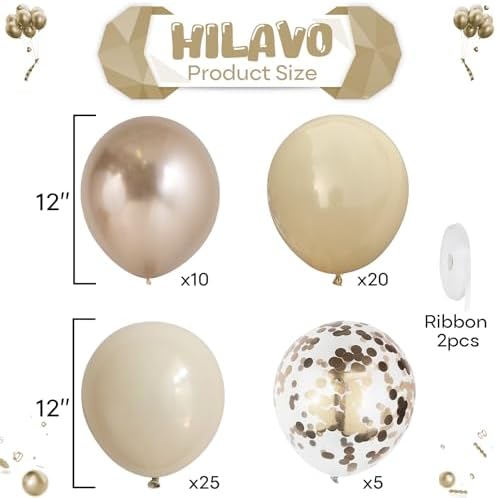 Beige Champagne Gold Balloon Set 60Pcs 12 Inch Neutral Decorations