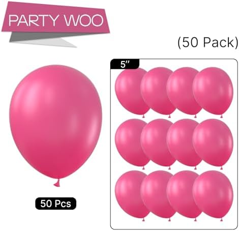 PartyWoo 50pcs 5 Inch Pink Latex Balloons for Decorations