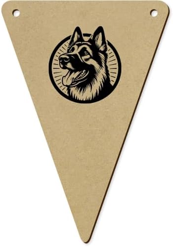 Happy German Shepherd Dog Wooden Bunting Flags 5Pcs