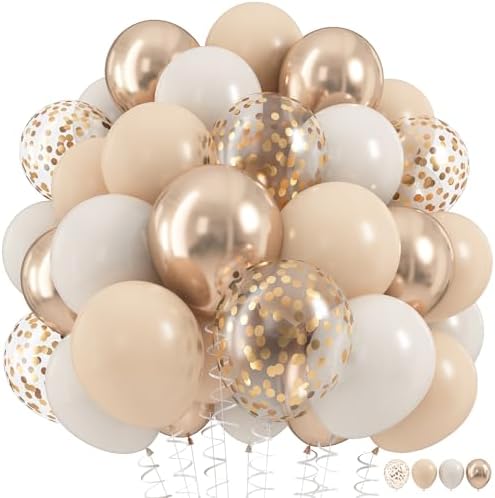 Beige Champagne Gold Balloon Set 60Pcs 12 Inch Neutral Decorations