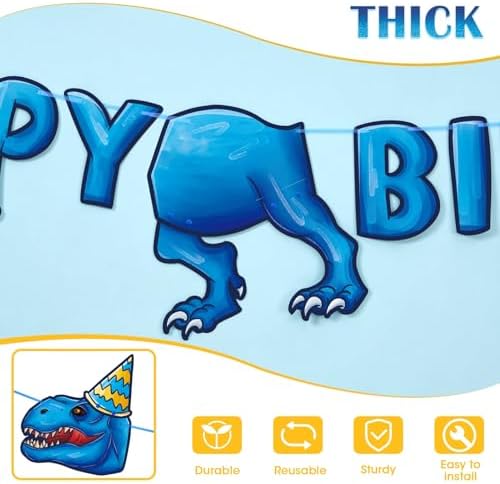 WERNNSAI Dinosaur Birthday Banner for Kids Party Decoration