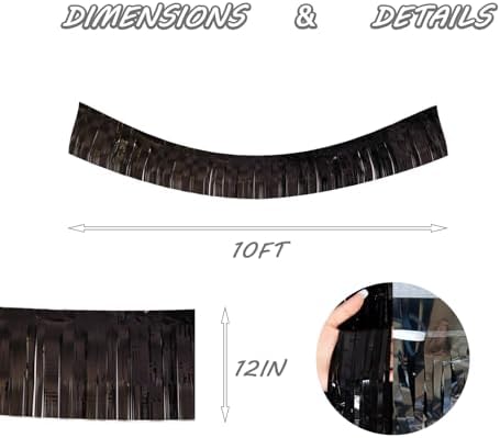 Black Foil Fringe Garland 10FT 6packs for Party Decorations