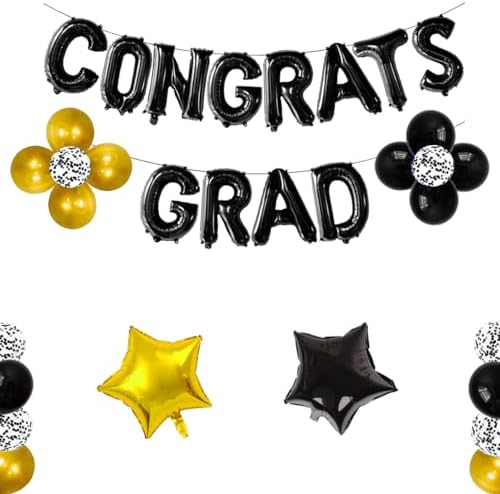 Black Graduation Congratulations Balloon Banner Kit 2025
