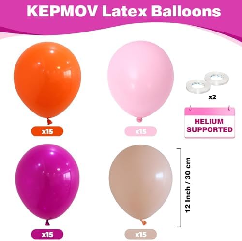 60 Piece Hot Pink Orange Balloons 12 Inch Party Decoration