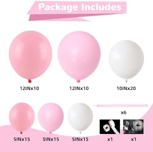 Pink Bow Balloon Arch Kit 91 Pcs Birthday Decor