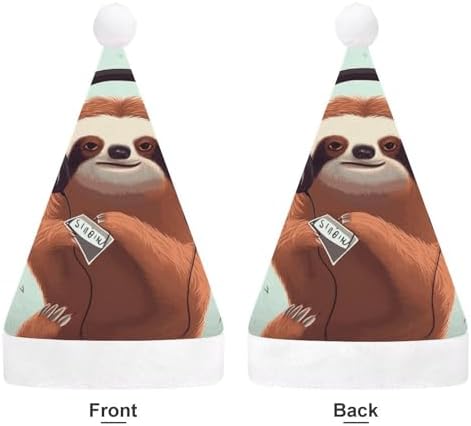 Funny Cute Animal Sloth Christmas Santa Hat Holiday Party Headwear