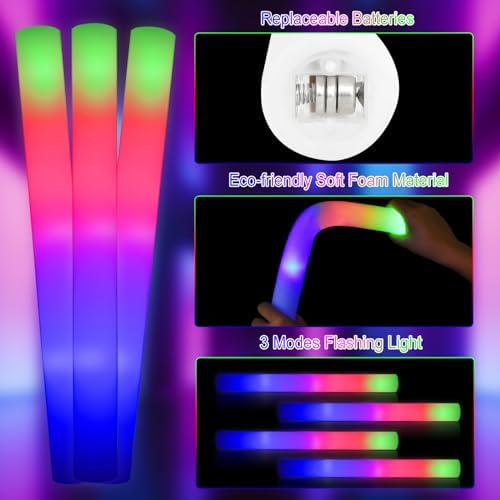 Taotuo 102PCS LED Foam Glow Sticks Party Supplies