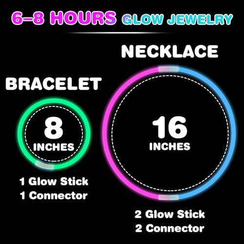 YixangDD 500 PCS Ultra Bright Glow Sticks Party Pack