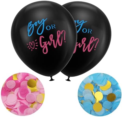 2pcs Gender Reveal Balloons with Pink Blue Confetti