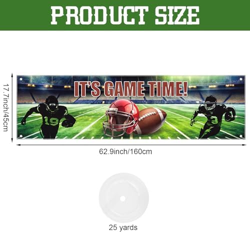 Hooqict Football Banner Game Time Party Decor