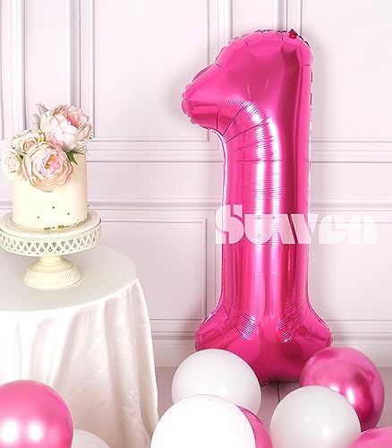 SUWEN 40 Inch Jumbo Hot Pink Number 1 Balloon