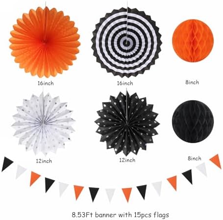 Burgleda Orange Black White Party Decorations Kit 20PCS