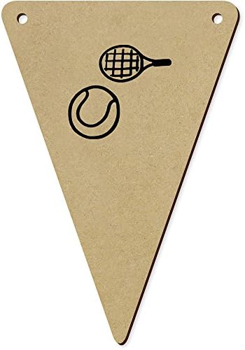 Azeeda 5 x 140mm Tennis Racket Ball Wooden Bunting Flags