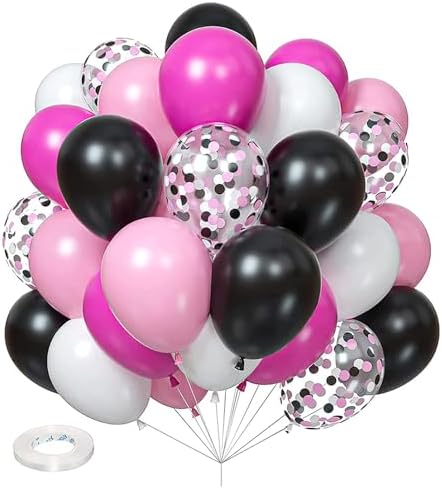 12inch Pink Rose Red White Black Balloons and Confetti Wedding Kit