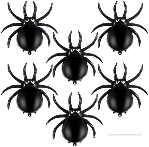 YOTHORN 6 Pcs 33 Inch Halloween Spider Balloons Foil Decorations