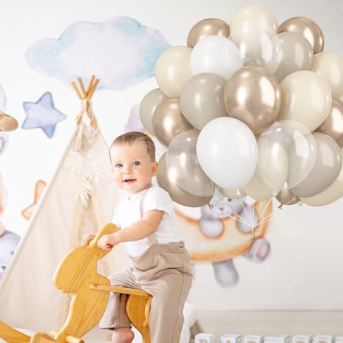 60PCS Beige Gold Balloons Set for Party Decorations