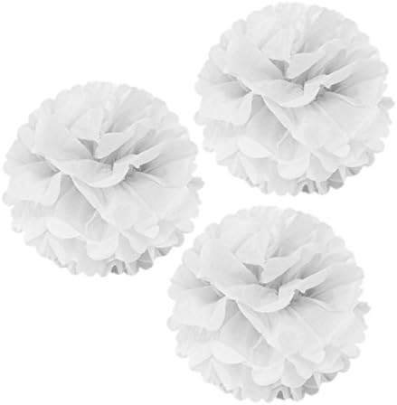 Allydrew 12 Inch Set of 3 White Tissue Pom Poms